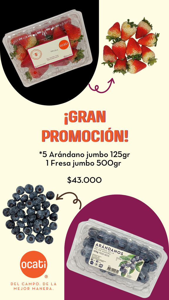 5 ARÁNDANOS JUMBO 125G + 1 FRESA JUMBO 500G